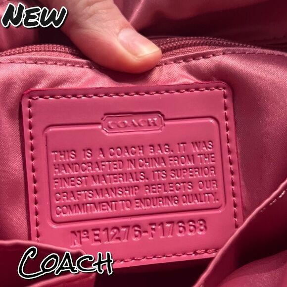 New NWT Coach Signature Stitched Nylon Tote – F17668 (Pomegranate) - Picture 3 of 10